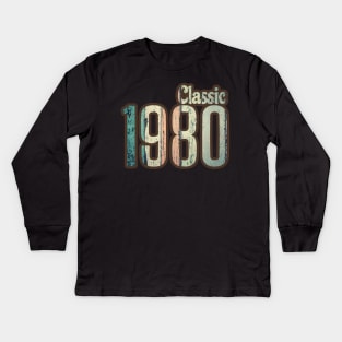 Classic 1980, Vintage 1980, 40th Birthday, Gift For Grandpa, Grandma Kids Long Sleeve T-Shirt